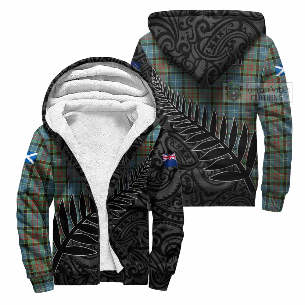 Tartan Vibes Clothing Paisley Crest Tartan Sherpa Hoodie with New Zealand Silver Fern Half Style