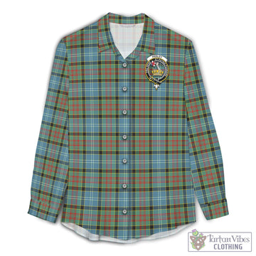 Paisley Tartan Womens Casual Shirt with Family Crest