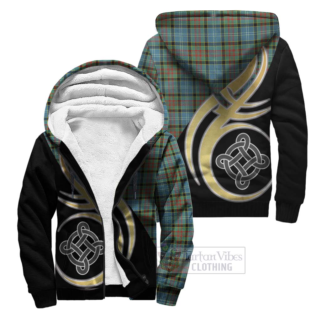 Paisley Tartan Sherpa Hoodie with Family Crest and Celtic Symbol Style Unisex S - Tartan Vibes Clothing