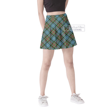 Paisley Tartan Women's Plated Mini Skirt Cross Style