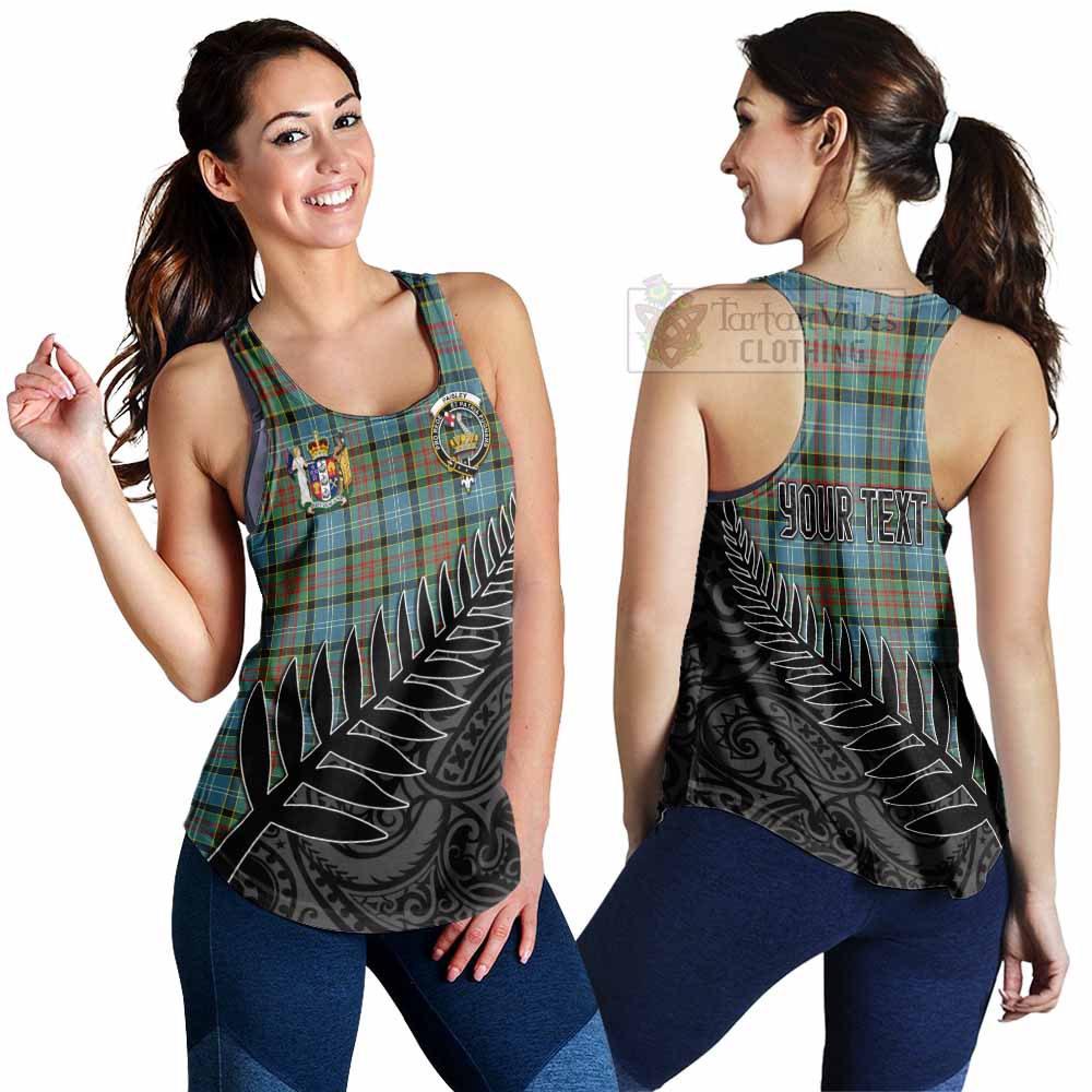 Tartan Vibes Clothing Paisley Crest Tartan Women's Racerback Tanks with New Zealand Silver Fern Half Style