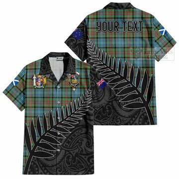 Paisley Crest Tartan Hawaiian Shirt with New Zealand Silver Fern Half Style