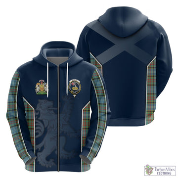 Paisley Tartan Hoodie with Family Crest and Lion Rampant Vibes Sport Style
