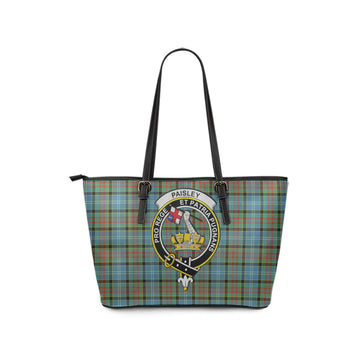Paisley Tartan Leather Tote Bag with Family Crest
