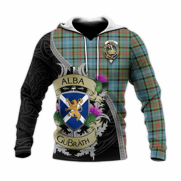 Paisley Tartan Family Crest Knitted Hoodie Lion Rampant Royal Thistle Shield Celtic Inspired