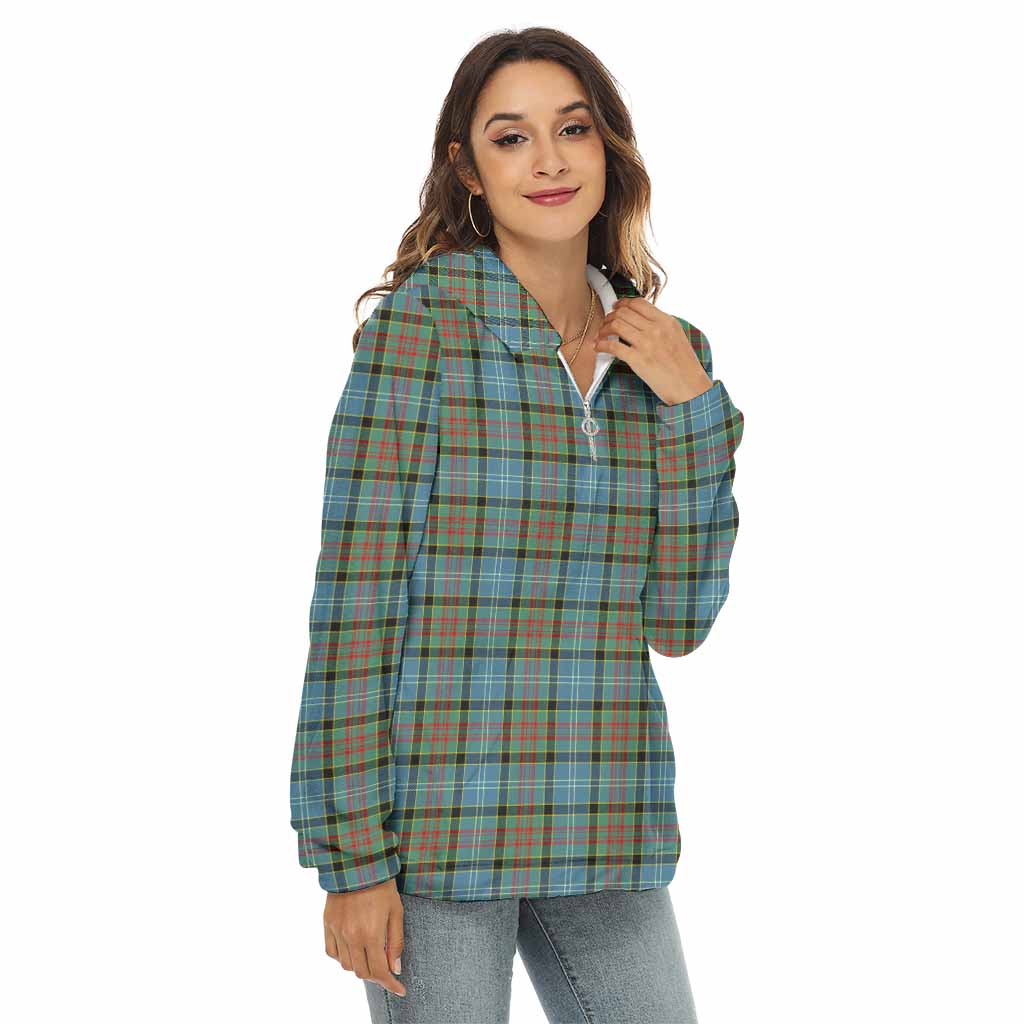 Tartan Vibes Clothing Paisley Tartan Women's Borg  Half Zip Fleece Hoodie