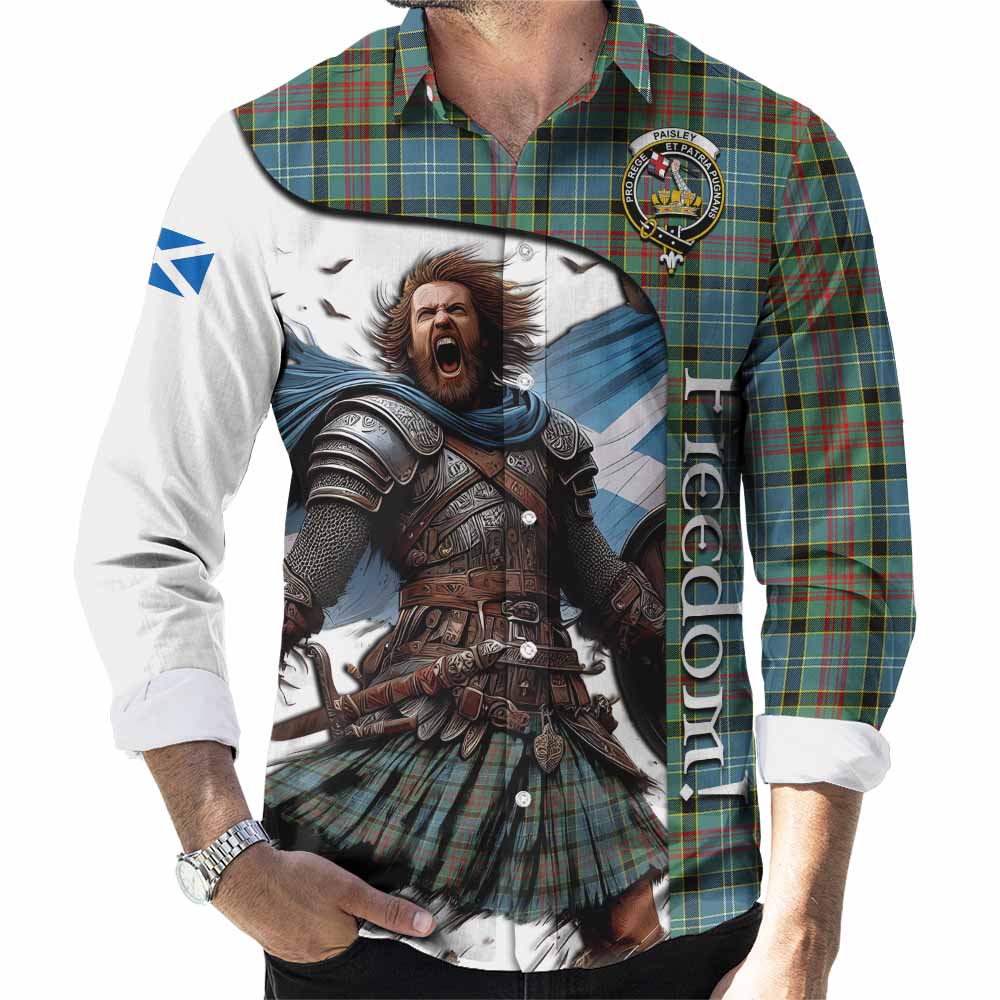Tartan Vibes Clothing Paisley Crest Tartan Long Sleeve Button Shirt Inspired by the Freedom of Scottish Warrior
