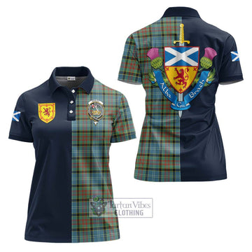 Tartan Vibes Clothing Paisley Tartan Women's Polo Shirt with Scottish Lion Royal Arm Half Style