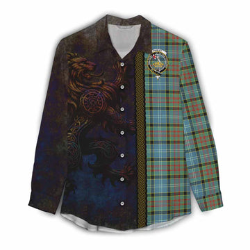 Paisley Tartan Family Crest Women's Casual Shirt Alba Gu Brath Be Brave Lion Ancient Style