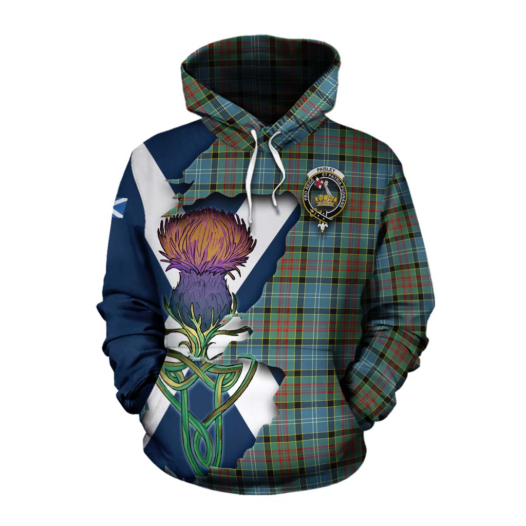 Tartan Vibes Clothing Paisley Tartan Family Crest Cotton Hoodie Scottish Thistle Celtic Inspired