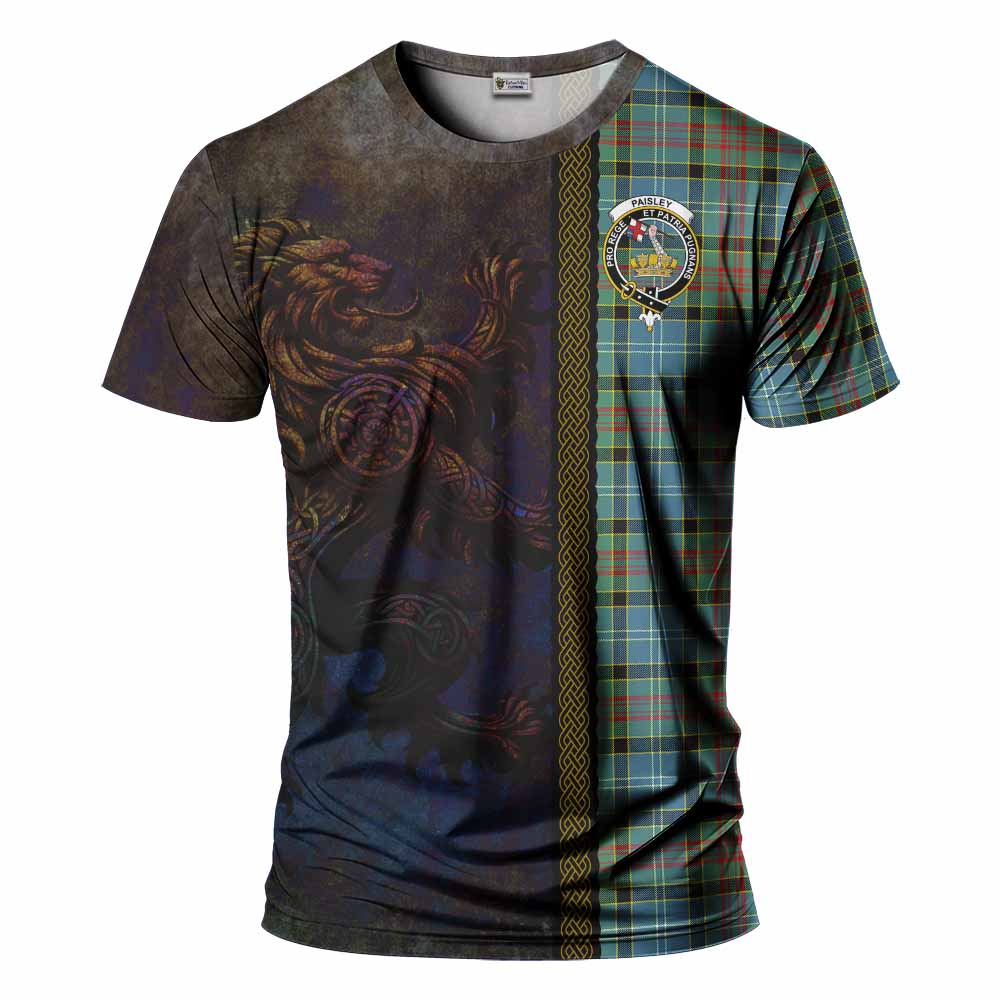 Tartan Vibes Clothing Paisley Tartan Family Crest T-Shirt Alba Gu Brath Be Brave Lion Ancient Style
