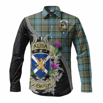 Paisley Tartan Family Crest Long Sleeve Button Shirt Lion Rampant Royal Thistle Shield Celtic Inspired