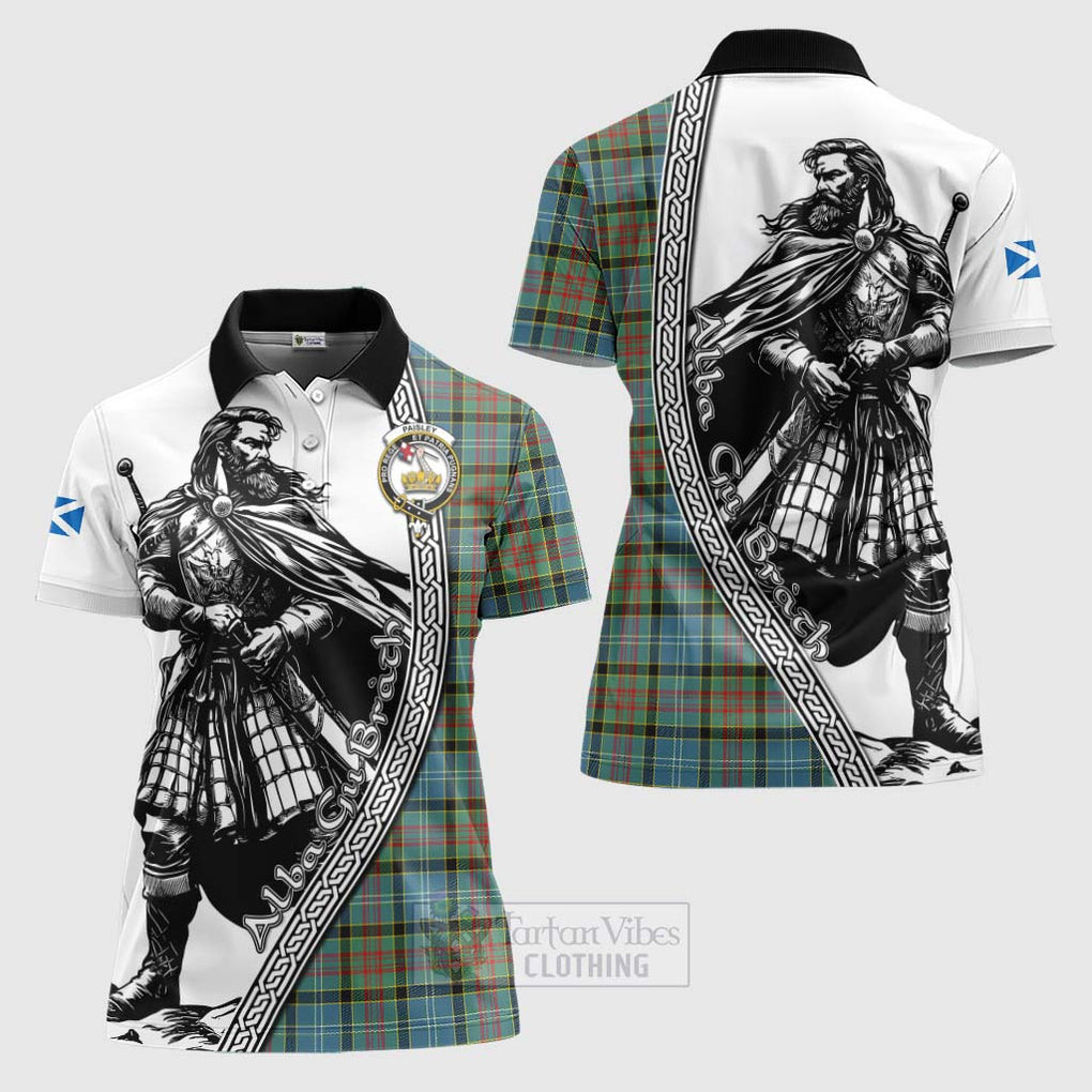 Tartan Vibes Clothing Paisley Tartan Clan Crest Women's Polo Shirt with Highlander Warrior Celtic Style