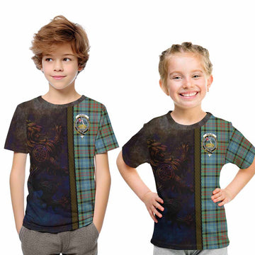 Paisley Tartan Family Crest Kid T-Shirt Alba Gu Brath Be Brave Lion Ancient Style