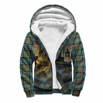 Paisley Tartan Family Crest Sherpa Hoodie with Scottish Ancient Castle Style