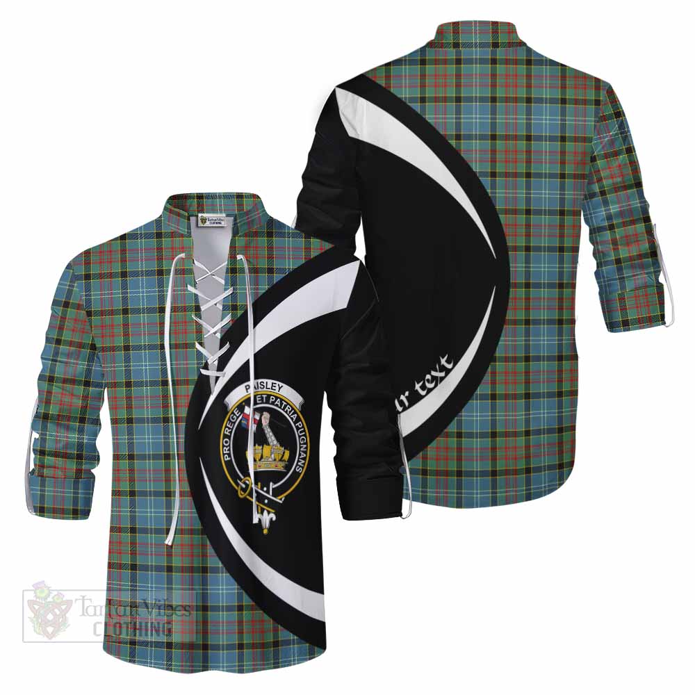 Tartan Vibes Clothing Paisley Tartan Ghillie Kilt Shirt with Family Crest Circle Style