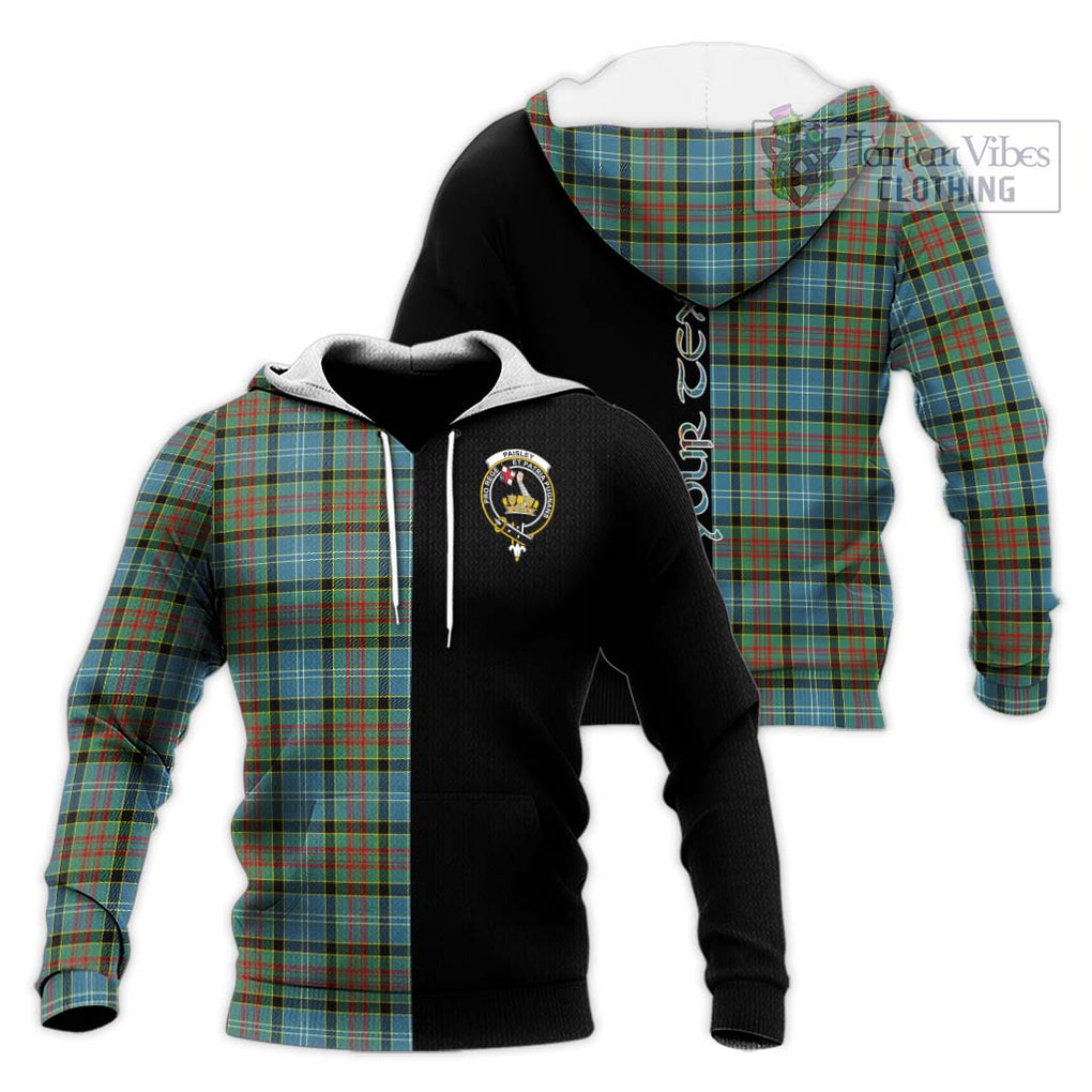Paisley Tartan Knitted Hoodie with Family Crest and Half Of Me Style Unisex Knitted Pullover Hoodie - Tartanvibesclothing Shop