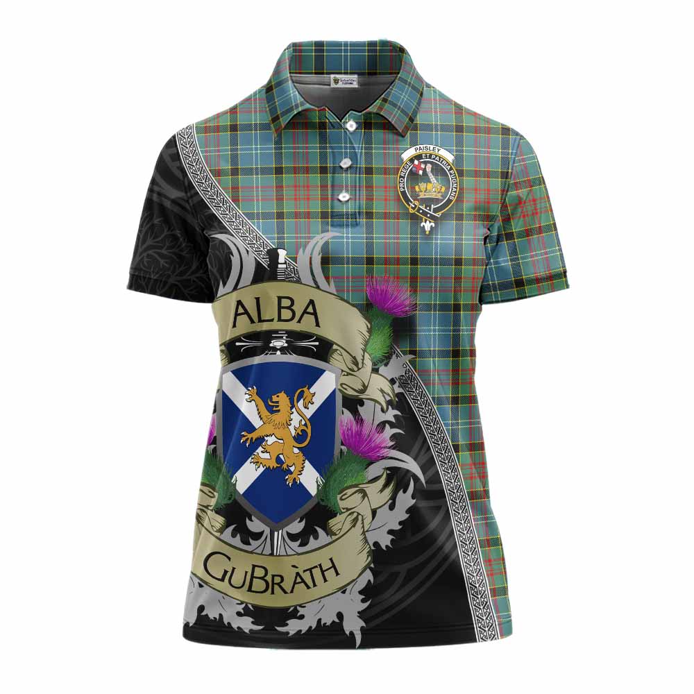 Tartan Vibes Clothing Paisley Tartan Family Crest Women's Polo Shirt Lion Rampant Royal Thistle Shield Celtic Inspired