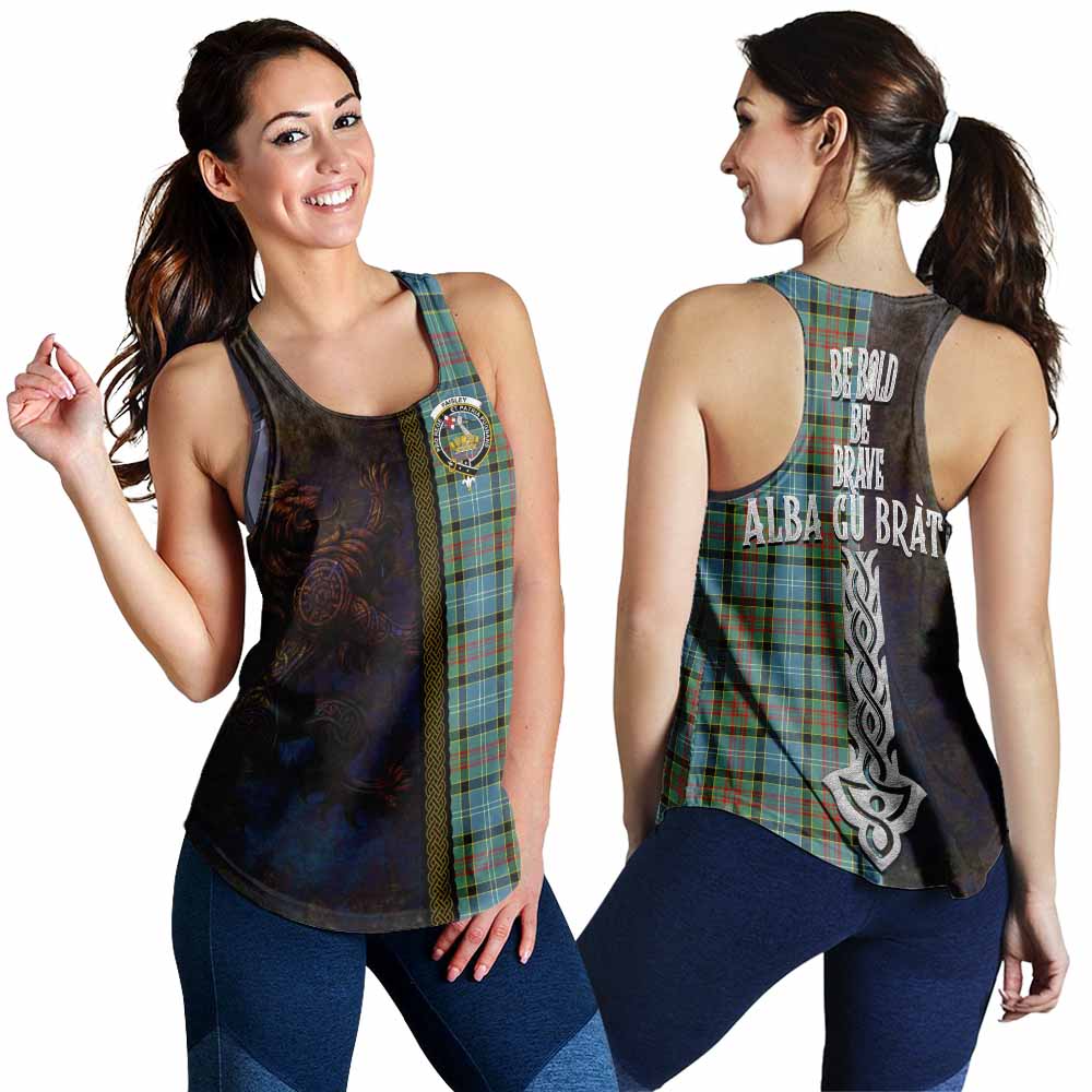 Tartan Vibes Clothing Paisley Tartan Family Crest Women's Racerback Tanks Alba Gu Brath Be Brave Lion Ancient Style