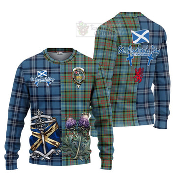 Tartan Vibes Clothing Paisley Tartan Knitted Sweater Happy St. Andrew's Day Half Tartan Style