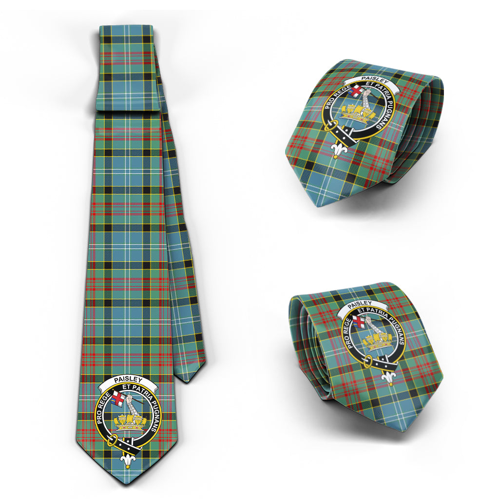 Paisley Tartan Classic Necktie with Family Crest Necktie One Size - Tartan Vibes Clothing