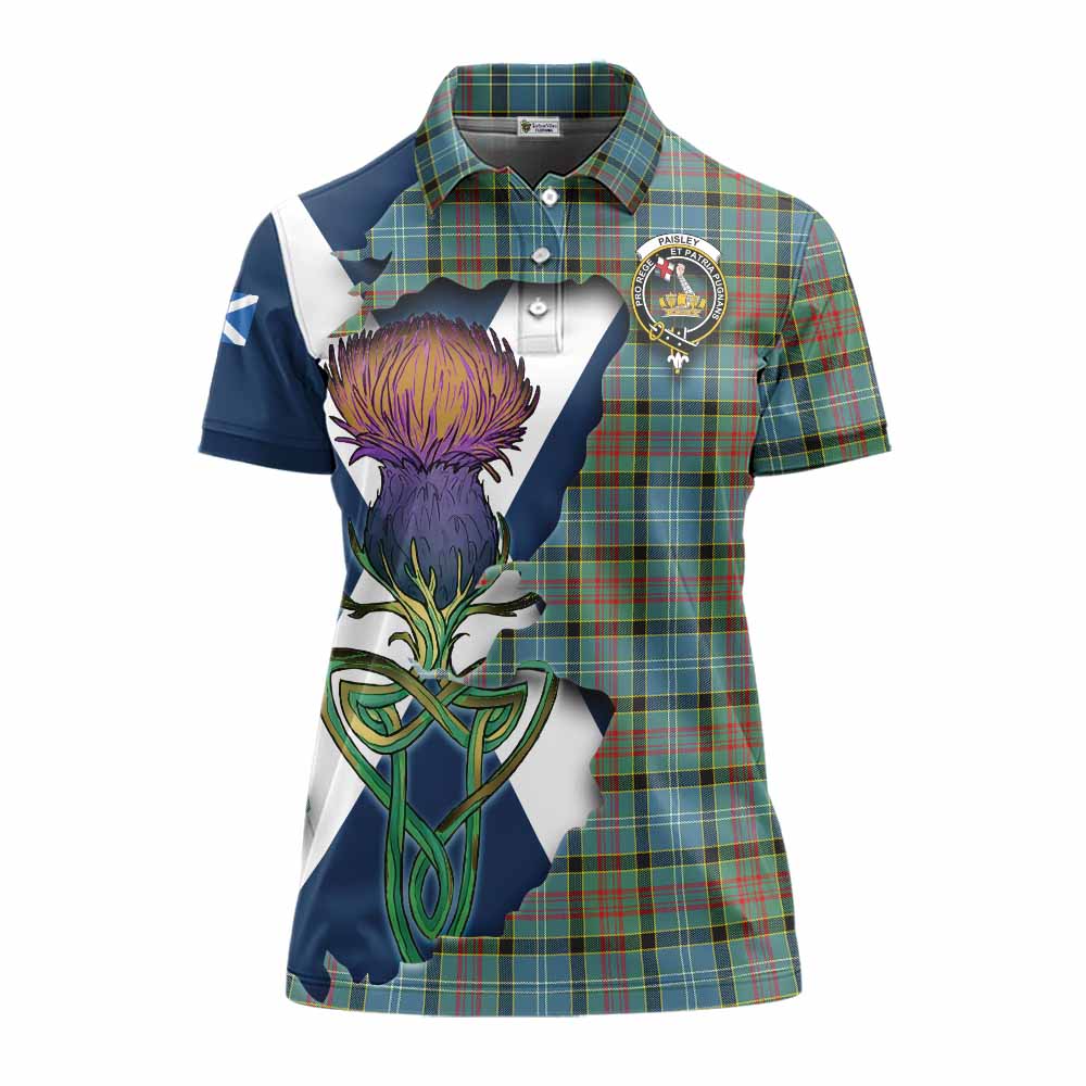 Tartan Vibes Clothing Paisley Tartan Family Crest Women's Polo Shirt Scottish Thistle Celtic Inspired