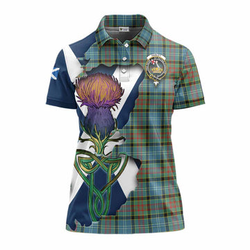 Paisley Tartan Family Crest Women's Polo Shirt Scottish Thistle Celtic Inspired