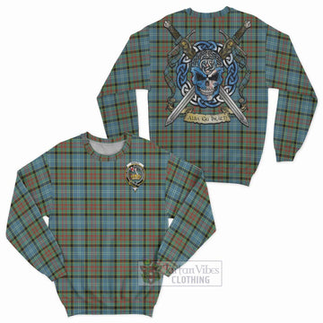 Paisley Tartan Sweatshirt with Family Crest Celtic Skull Style