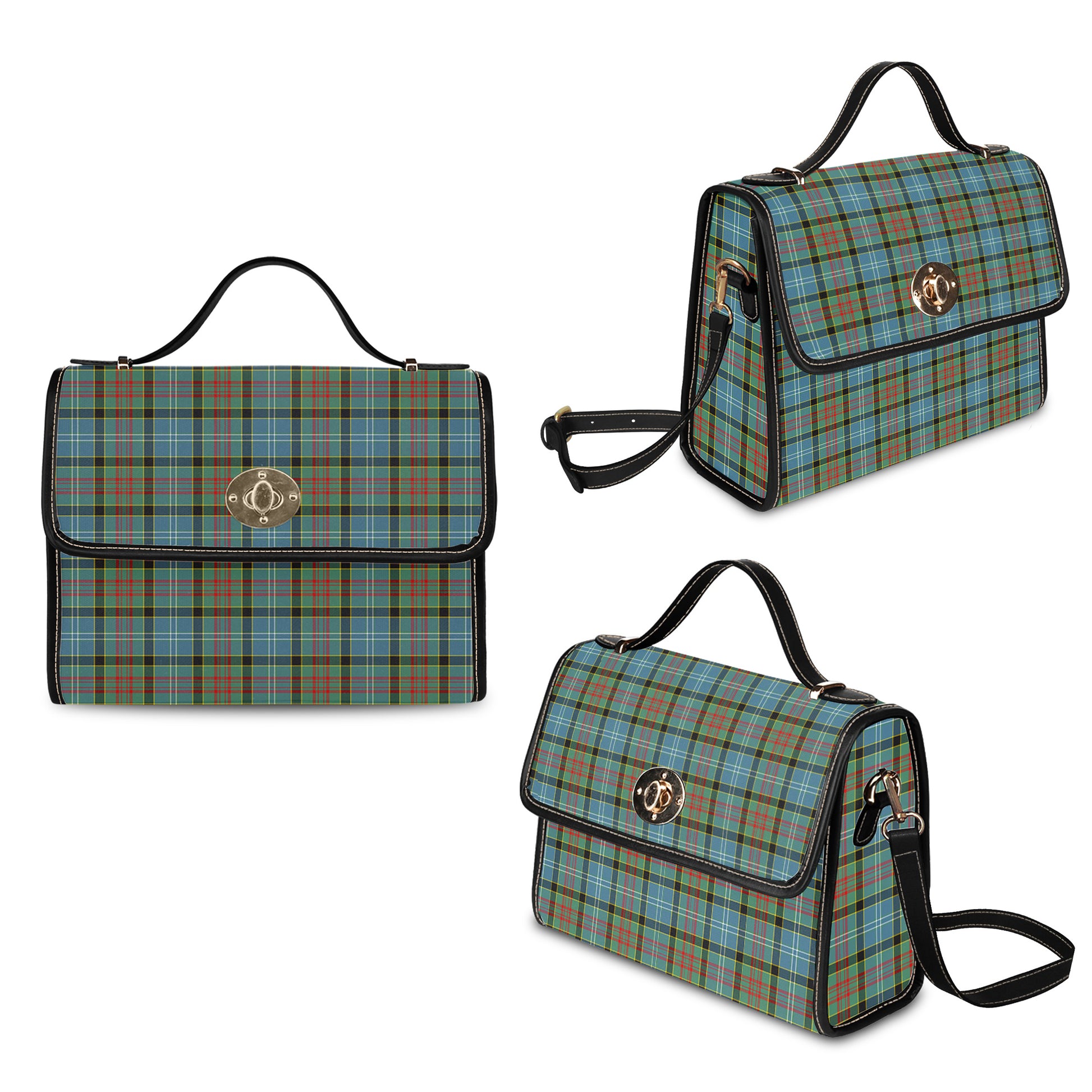 paisley-tartan-leather-strap-waterproof-canvas-bag