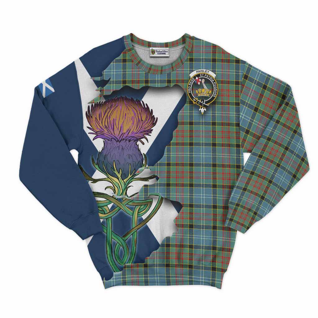 Tartan Vibes Clothing Paisley Tartan Family Crest Sweatshirt Scottish Thistle Celtic Inspired