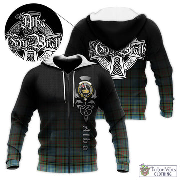 Paisley Tartan Knitted Hoodie Featuring Alba Gu Brath Family Crest Celtic Inspired