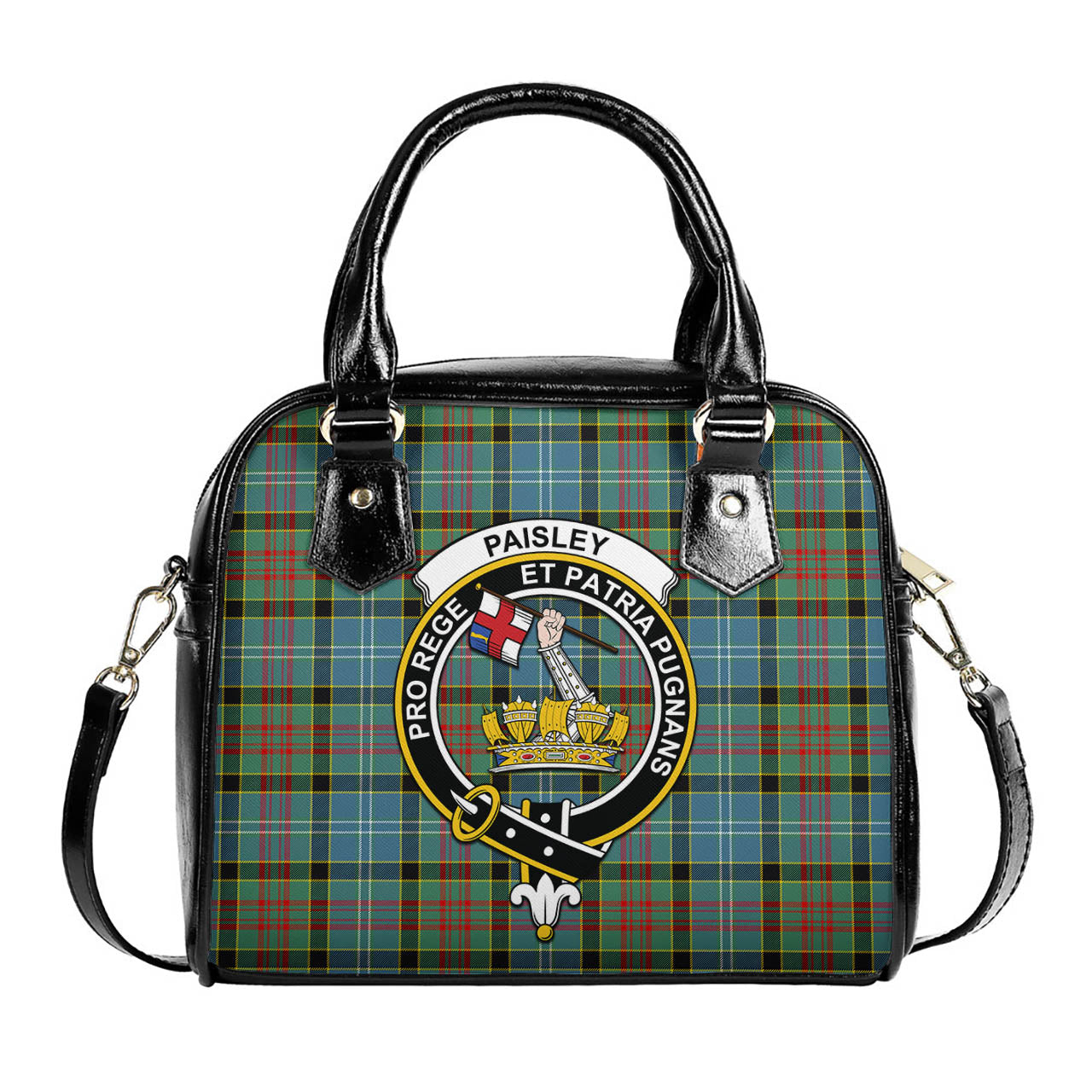 Paisley Tartan Shoulder Handbags with Family Crest One Size 6*25*22 cm - Tartanvibesclothing