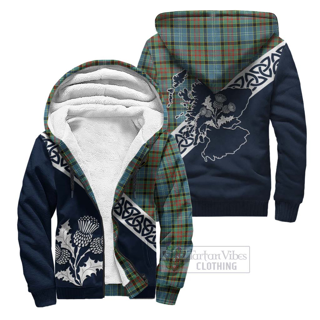 Tartan Vibes Clothing Paisley Tartan Sherpa Hoodie Featuring Thistle and Scotland Map