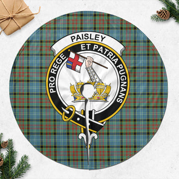 Paisley Tartan Christmas Tree Skirt with Family Crest