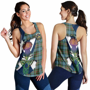 Tartan Vibes Clothing Paisley Tartan Family Crest Women's Racerback Tanks Scottish Thistle Celtic Inspired