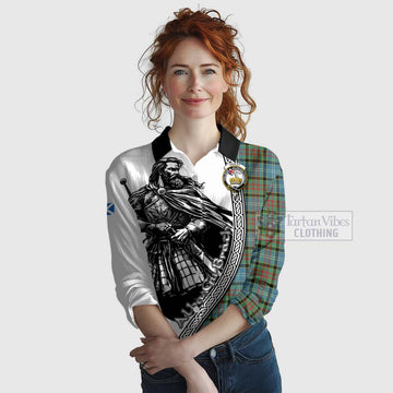 Tartan Vibes Clothing Paisley Tartan Clan Crest Women's Casual Shirt with Highlander Warrior Celtic Style