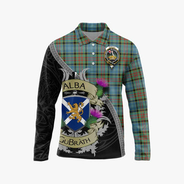 Paisley Tartan Family Crest Long Sleeve Polo Shirt Lion Rampant Royal Thistle Shield Celtic Inspired