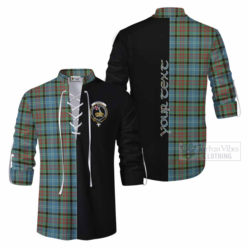 Tartan Vibes Clothing Paisley Tartan Ghillie Kilt Shirt with Family Crest and Half Of Me Style
