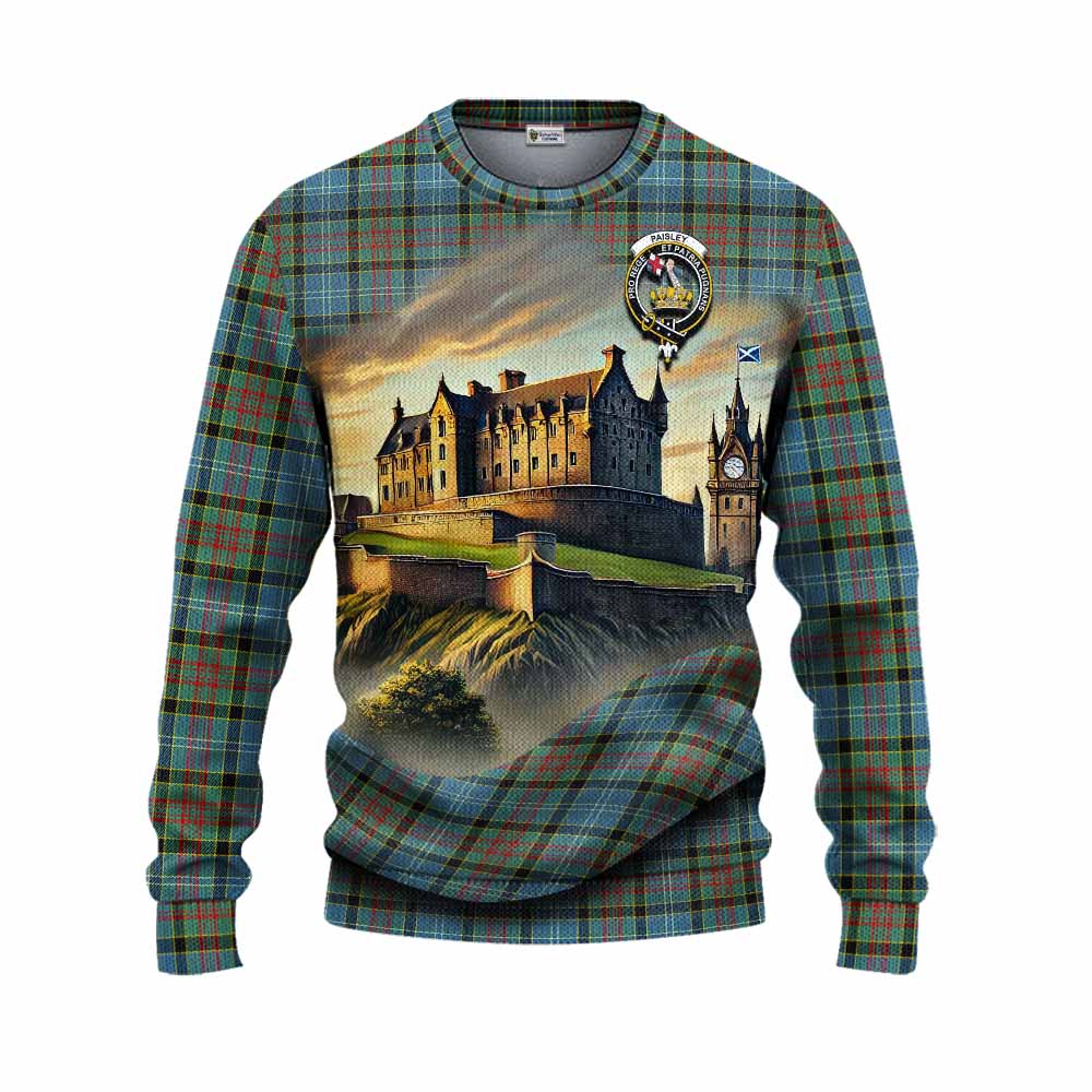Tartan Vibes Clothing Paisley Tartan Family Crest Knitted Sweater with Scottish Ancient Castle Style