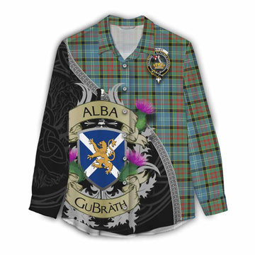 Paisley Tartan Family Crest Women's Casual Shirt Lion Rampant Royal Thistle Shield Celtic Inspired