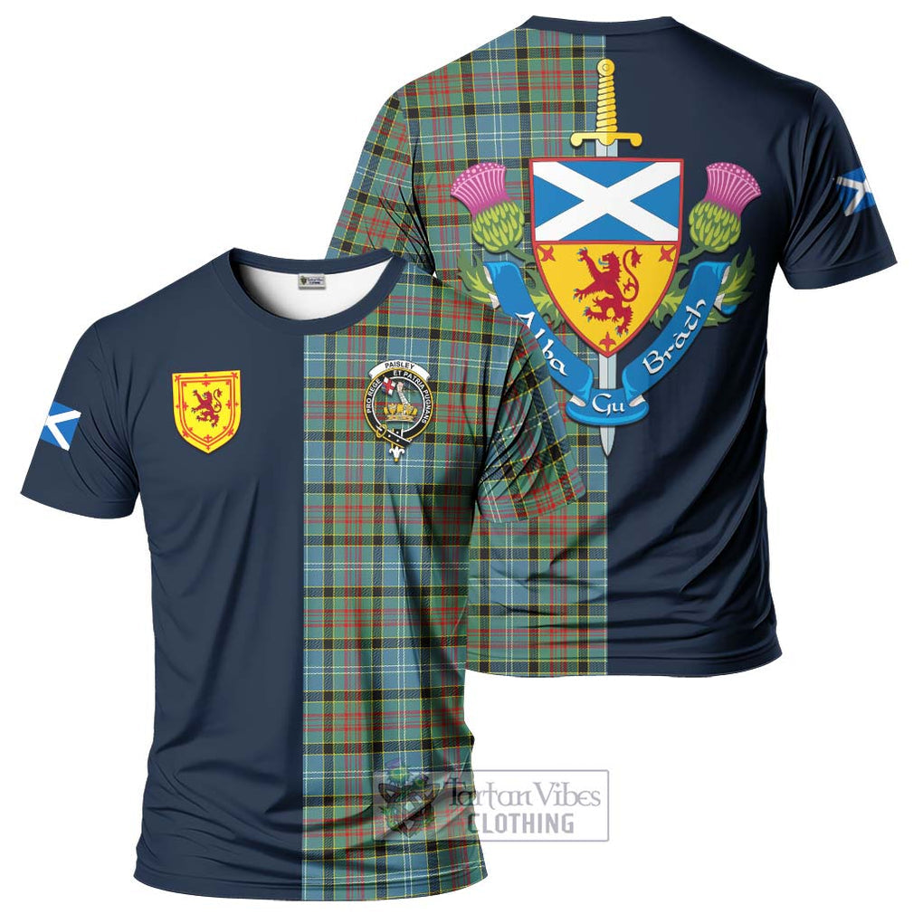 Tartan Vibes Clothing Paisley Tartan T-Shirt Alba with Scottish Lion Royal Arm Half Style