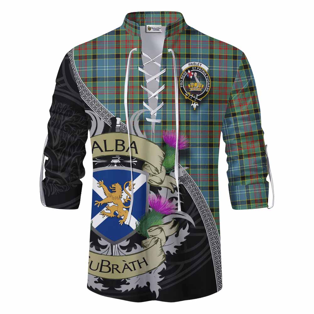 Tartan Vibes Clothing Paisley Tartan Family Crest Ghillie Kilt Shirt Lion Rampant Royal Thistle Shield Celtic Inspired