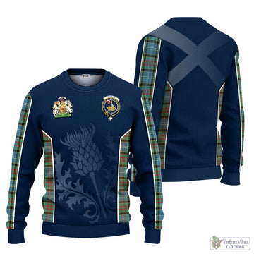 Tartan Vibes Clothing Paisley Tartan Knitted Sweatshirt with Family Crest and Scottish Thistle Vibes Sport Style