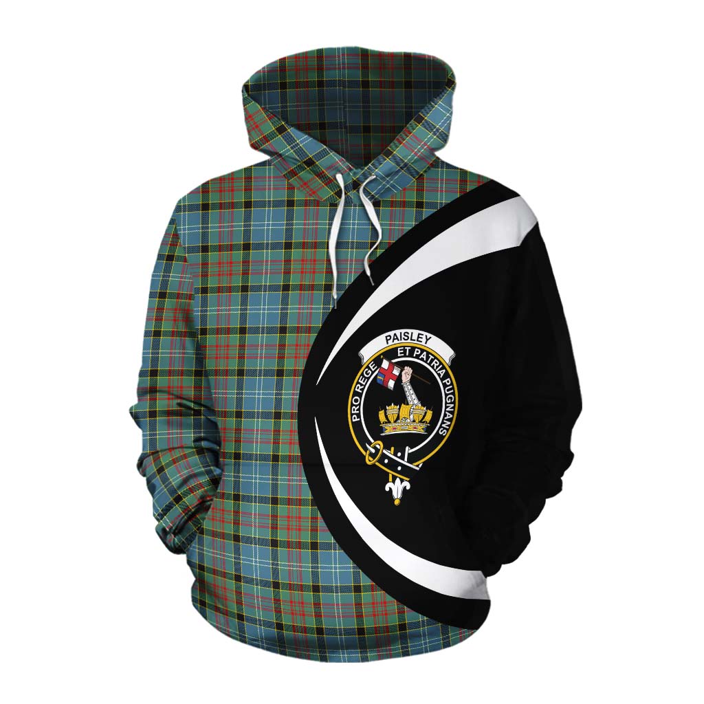 Tartan Vibes Clothing Paisley Tartan Cotton Hoodie with Family Crest Circle Style
