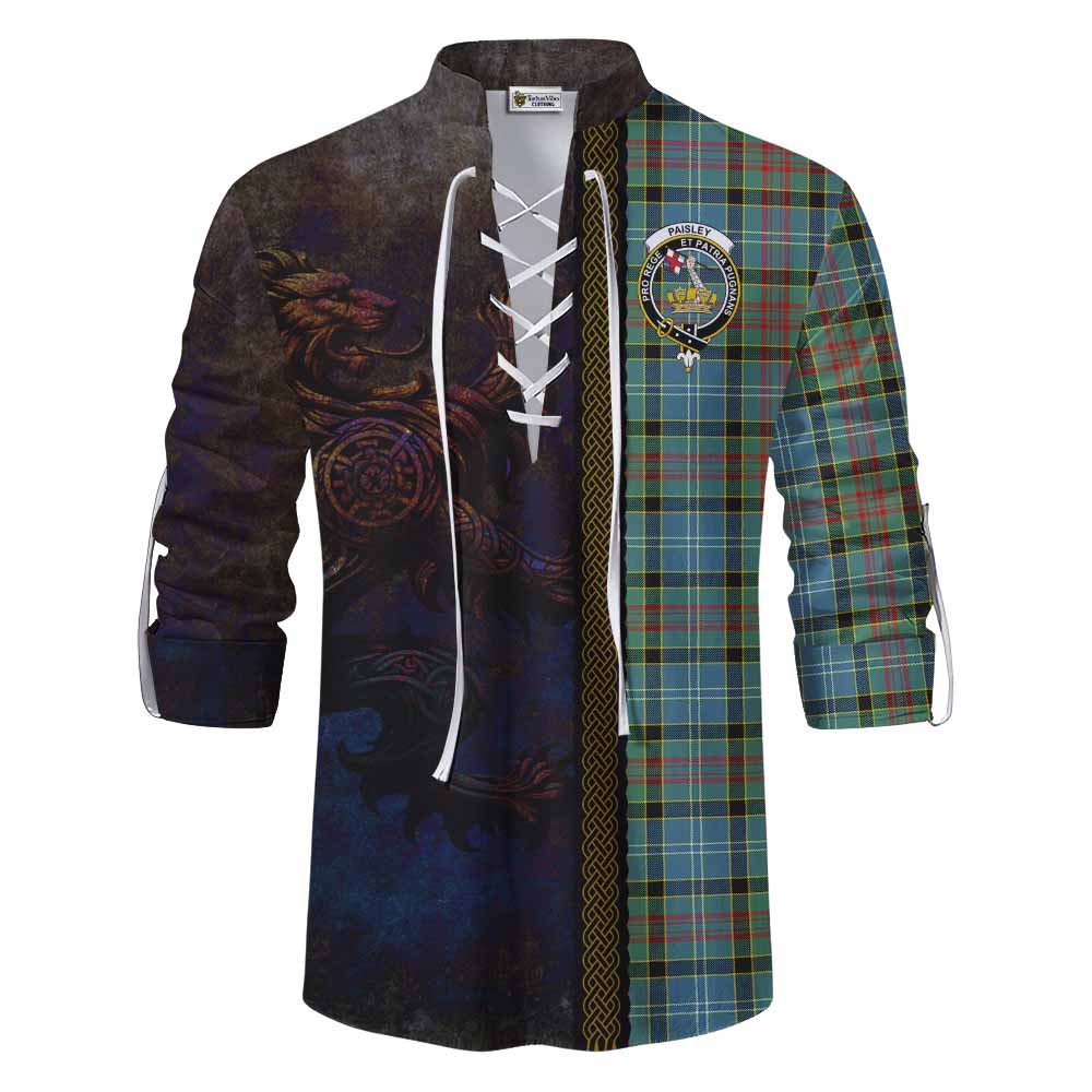 Tartan Vibes Clothing Paisley Tartan Family Crest Ghillie Kilt Shirt Alba Gu Brath Be Brave Lion Ancient Style