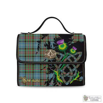Paisley Tartan Waterproof Canvas Bag with Scotland Map and Thistle Celtic Accents