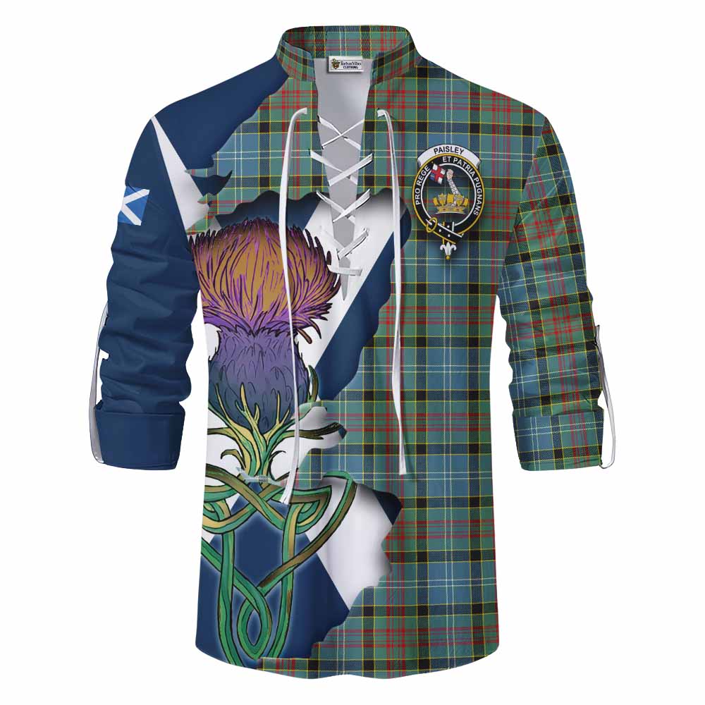 Tartan Vibes Clothing Paisley Tartan Family Crest Ghillie Kilt Shirt Scottish Thistle Celtic Inspired