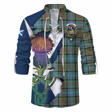 Paisley Tartan Family Crest Ghillie Kilt Shirt Scottish Thistle Celtic Inspired