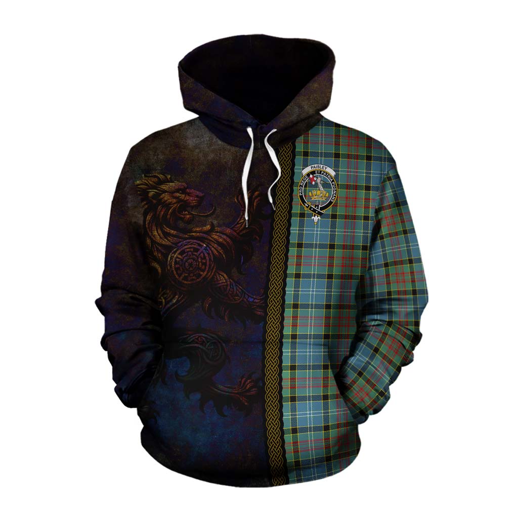 Tartan Vibes Clothing Paisley Tartan Family Crest Cotton Hoodie Alba Gu Brath Be Brave Lion Ancient Style