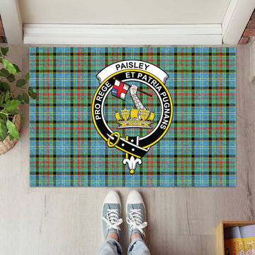Paisley Tartan Rubber Doormat with Family Crest